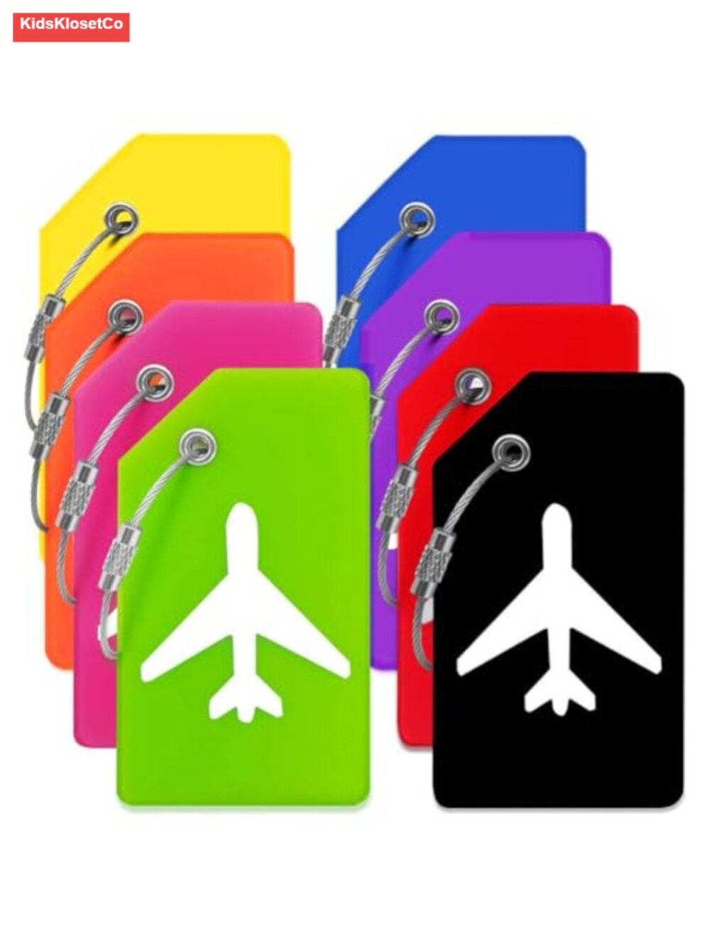 8 Pack Silicone Luggage Tags Set with ID Card & Stainless Steel Rings